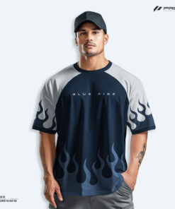 Mens Metro Drop Shoulder T-Shirt - Blue Fire